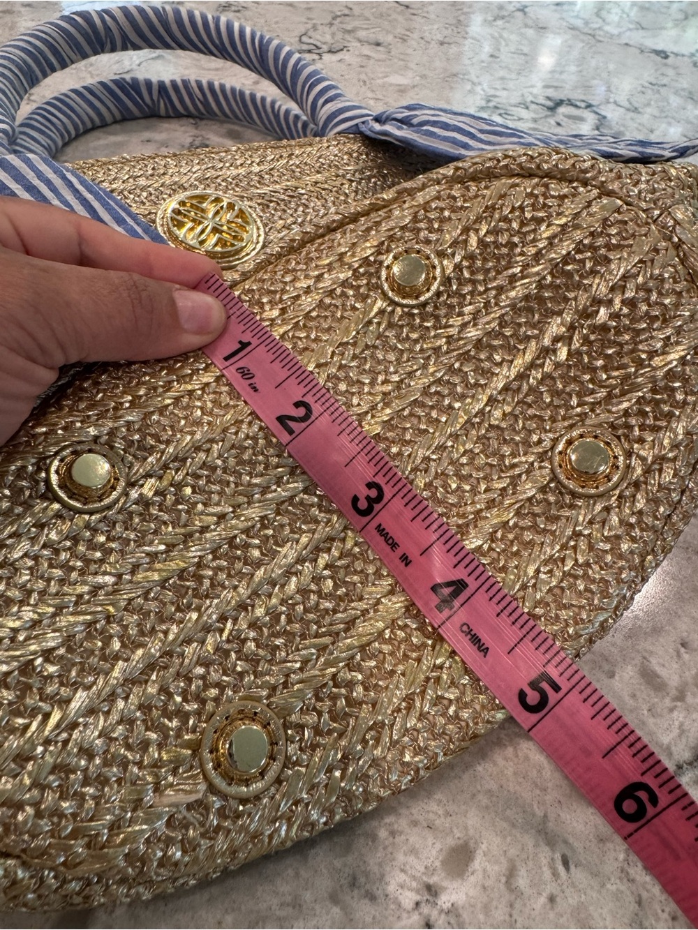 LILLY PULITZER Malia Mini Straw Bag Seersucker Scarf Handle Wrap - Picture 6 of 8